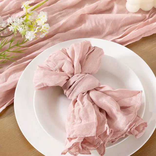 Alt view image 3 of 5 - Cheesecloth Napkins Fall Gauze Washable Dinner Wedding Party Home Decor | Pink Set of 10 Cheese Cloths Boho Reusable Bulk Table Napkins for Thanksgiving Baby Shower Birthday Decorations