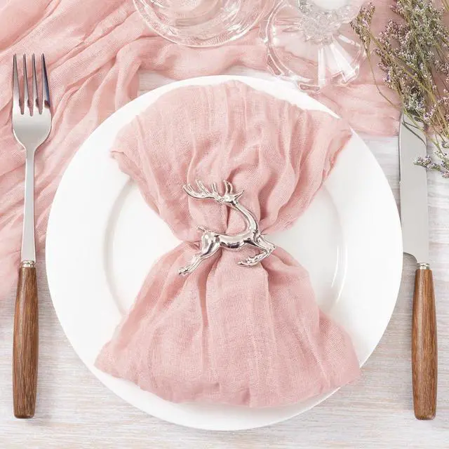 Alt view image 5 of 5 - Cheesecloth Napkins Fall Gauze Washable Dinner Wedding Party Home Decor | Pink Set of 10 Cheese Cloths Boho Reusable Bulk Table Napkins for Thanksgiving Baby Shower Birthday Decorations