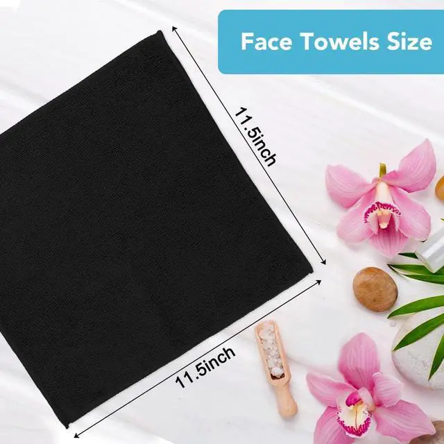 Alt view image 3 of 7 - Orighty Washcloths, 5 Pack Microfiber Face Towels, 12x12 Inch Black | Highly Absorbent & Soft Feel, Multi-Purpose Wash Cloths & Hand Towels for Bathroom, Hotel, Spa, and Gym