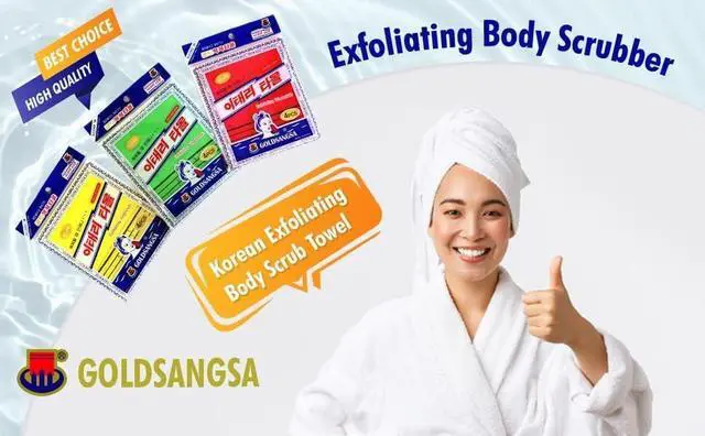 Alt view image 2 of 7 - Korean Asian Exfoliating Bath Washcloth Towel 4pcs(Yellow) GOLDSANGSA