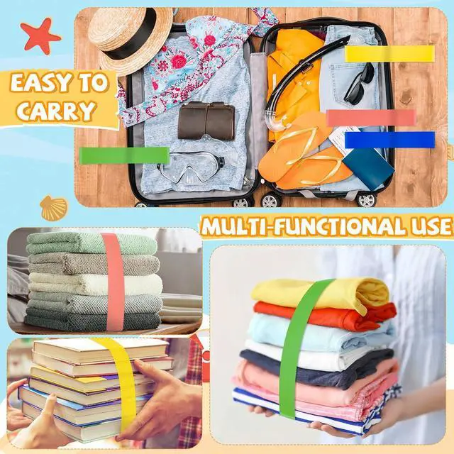 Alt view image 4 of 7 - 8 Pcs Towel Bands with Stretch Rubber for Beach & Cruise Chairs 4 Colors | Cruise Accessories Perfect Alternatives for Beach Clips, Durable, Windproof, and Easy to carry. with Red, Pink, Blue, Green