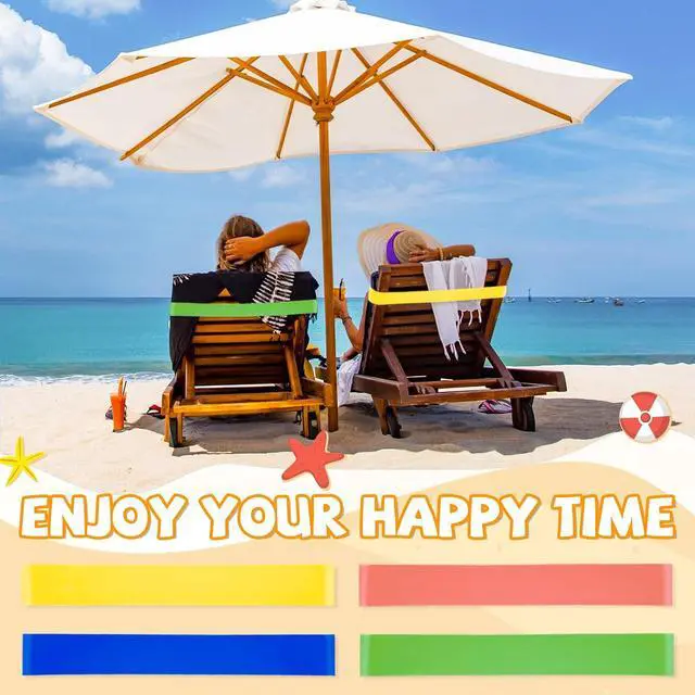 Alt view image 7 of 7 - 8 Pcs Towel Bands with Stretch Rubber for Beach & Cruise Chairs 4 Colors | Cruise Accessories Perfect Alternatives for Beach Clips, Durable, Windproof, and Easy to carry. with Red, Pink, Blue, Green