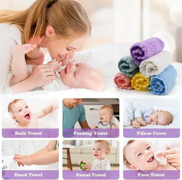 Alt view image 3 of 7 - Puomue 24 Pack Baby Washcloths, Multicolor Microfiber Coral Fleece, 7" x 9", Ultra Soft and Absorbent Baby Washcloths for Newborns and Toddlers, Gentle for Sensitive Skin