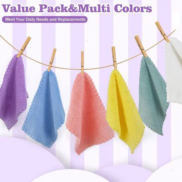 Alt view image 7 of 7 - Puomue 24 Pack Baby Washcloths, Multicolor Microfiber Coral Fleece, 7" x 9", Ultra Soft and Absorbent Baby Washcloths for Newborns and Toddlers, Gentle for Sensitive Skin
