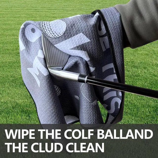 Alt view image 6 of 6 - Funny Printed Golf Towel with Clip, Golf Gift for Men Dad Husband Gray | "Clean My Balls" funny slogan, soft absorbent fabric, durable clip for golf bag, great gift for dad, husband and golf lovers