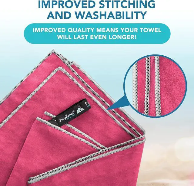 Alt view image 7 of 7 - Youphoria Microfiber Travel Towel Fast Drying Lightweight - Quick Dry Towel for Camping, Beach, Backpacking, Hiking & Sport