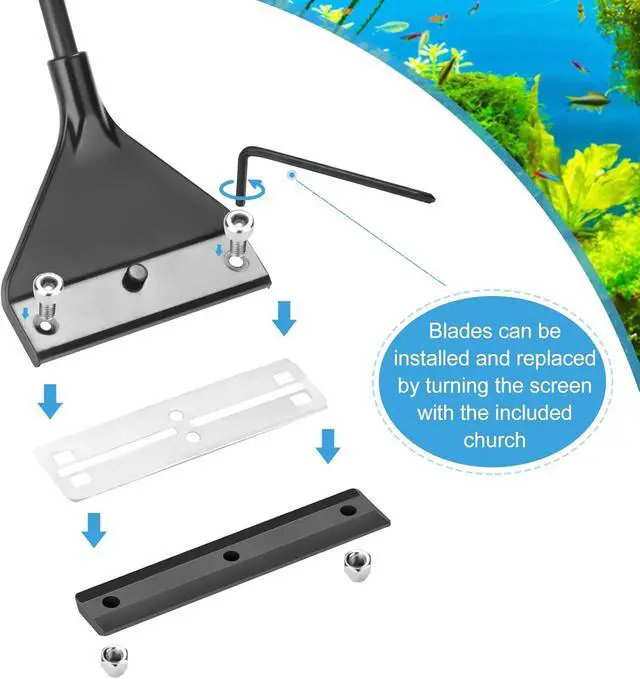 Alt view image 5 of 7 - Vimvins Algae Scraper for Glass Aquarium,Aquarium Razor Scraper with 10 Replaceable Blades,Aquarium Cleaning Tools.