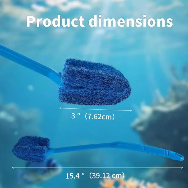 Alt view image 3 of 7 - SLSON Aquarium Algae Scraper Double Sided Sponge Brush Cleaner Long Handle Fish Tank Scrubber for Glass Aquariums and Home Kitchen,15.4 inches (1)
