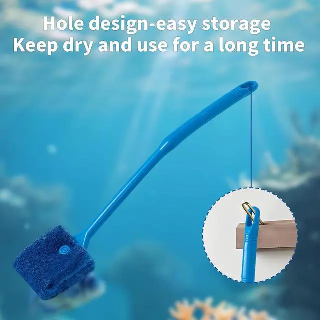Alt view image 6 of 7 - SLSON Aquarium Algae Scraper Double Sided Sponge Brush Cleaner Long Handle Fish Tank Scrubber for Glass Aquariums and Home Kitchen,15.4 inches (1)