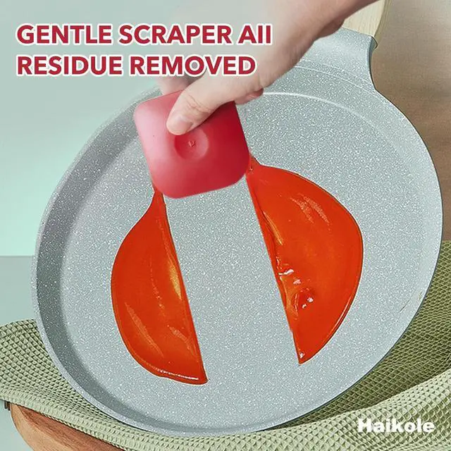 Alt view image 3 of 7 - Pan Scraper 5PCS Plastic Scraper Set,Food Scraper Tool for Cast Iron, Pot and Pan Cleaning,Pan Scraper Tool for Cleaning Grease Burnt Food,Scraper Tool Kitchen (5, Red)