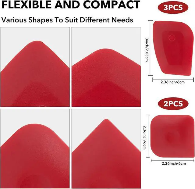 Alt view image 2 of 7 - Pan Scraper 5PCS Plastic Scraper Set,Food Scraper Tool for Cast Iron, Pot and Pan Cleaning,Pan Scraper Tool for Cleaning Grease Burnt Food,Scraper Tool Kitchen (5, Red)