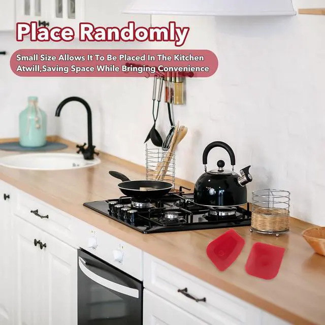 Alt view image 5 of 7 - Pan Scraper 5PCS Plastic Scraper Set,Food Scraper Tool for Cast Iron, Pot and Pan Cleaning,Pan Scraper Tool for Cleaning Grease Burnt Food,Scraper Tool Kitchen (5, Red)