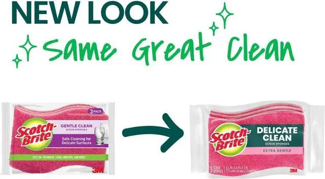 Alt view image 2 of 7 - Scotch-Brite Delicate Clean Non-Scratch Scrub Sponge, 3 Pack | Kitchen Sponges for Cleaning Home, Bathroom, Effective + Gentle Dish Scrubber, Safe on Nonstick surfaces
