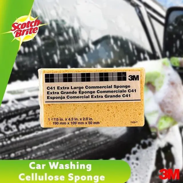 Alt view image 2 of 2 - 3M Extra Large Commercial Sponge Durable, Highly Absorbent Cleaning Sponge for Heavy-Duty Tasks | Highly Absorbent, 7.5 In. x 4.3 In. x 2 In., Resists Tearing, For Heavy-Duty Multi-Surface Cleaning