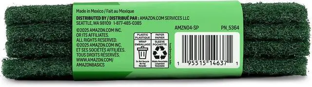 Alt view image 6 of 6 - Amazon Basics Heavy Duty Scour Pads, Dish Scrubber for Kitchen + Outdoor, 4 Count, Pack of 1