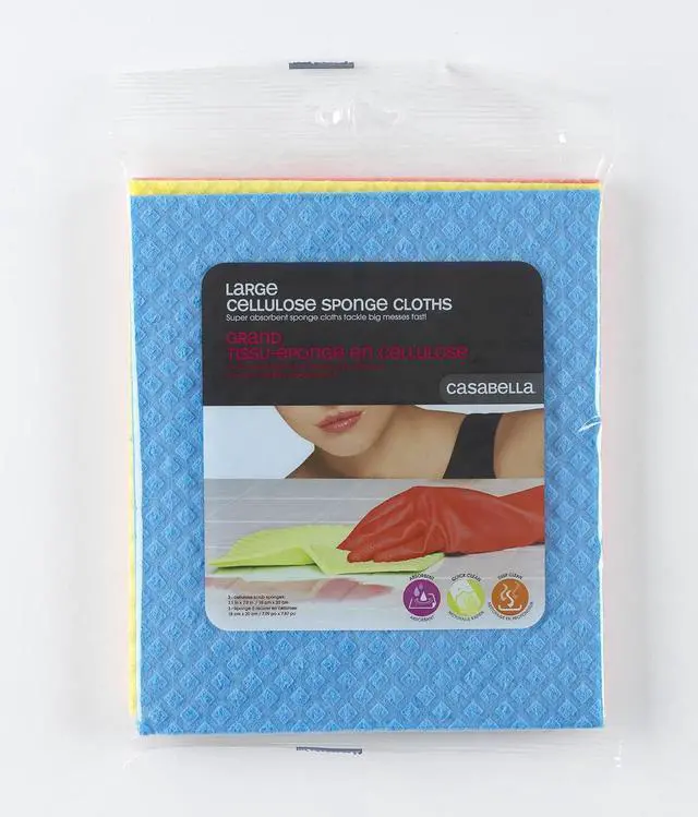 Alt view image 3 of 4 - Casabella Cellulose Sponge Cloths Set of 3 All-Purpose Reusable Cleaning Wipes, 8 x 7-Inch, Assorted Colors