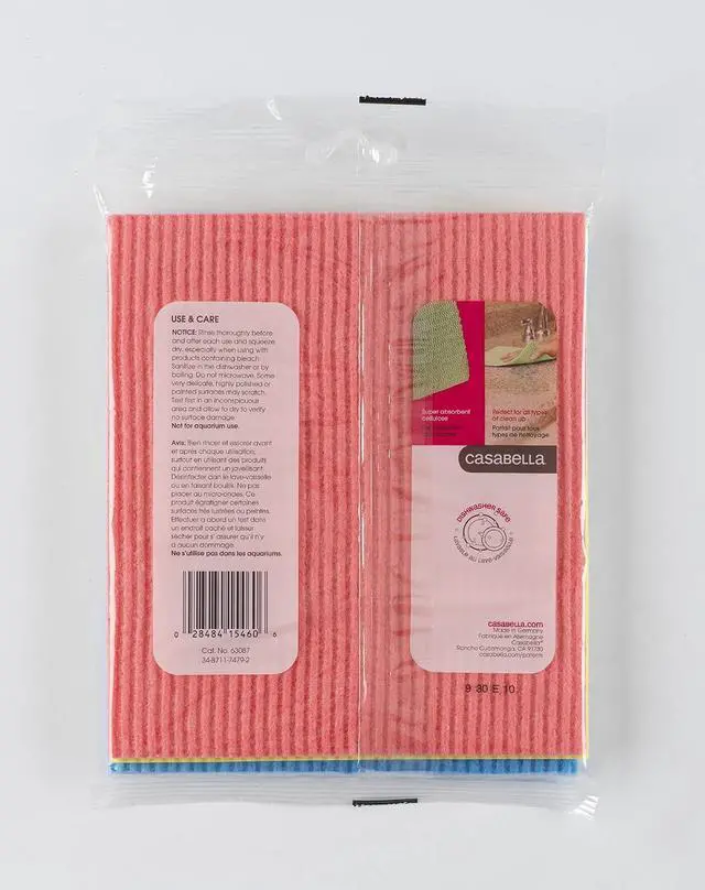 Alt view image 4 of 4 - Casabella Cellulose Sponge Cloths Set of 3 All-Purpose Reusable Cleaning Wipes, 8 x 7-Inch, Assorted Colors