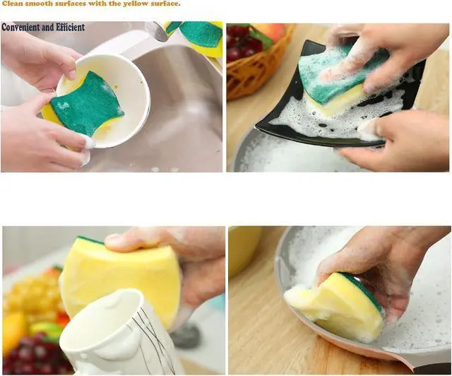 Alt view image 3 of 7 - Kitchen Cleaning Sponge,Eco Non-scratch for Dish,Scrub Sponge(Pack of 24)