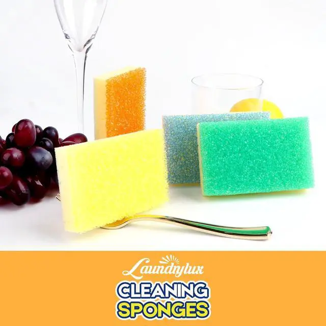 Alt view image 2 of 7 - LAUNDRYLUX Scrub Sponge, Dual-Sided Temperature-Responsive Scrubber - Non-Scratch - Multipurpose Dish Sponges for Kitchens, Bathrooms, and Outdoor Use - 4 Pack