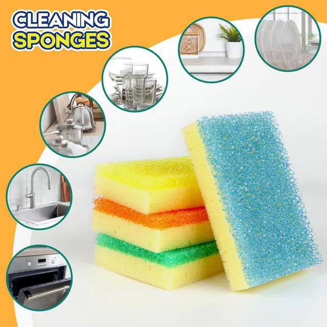 Alt view image 5 of 7 - LAUNDRYLUX Scrub Sponge, Dual-Sided Temperature-Responsive Scrubber - Non-Scratch - Multipurpose Dish Sponges for Kitchens, Bathrooms, and Outdoor Use - 4 Pack