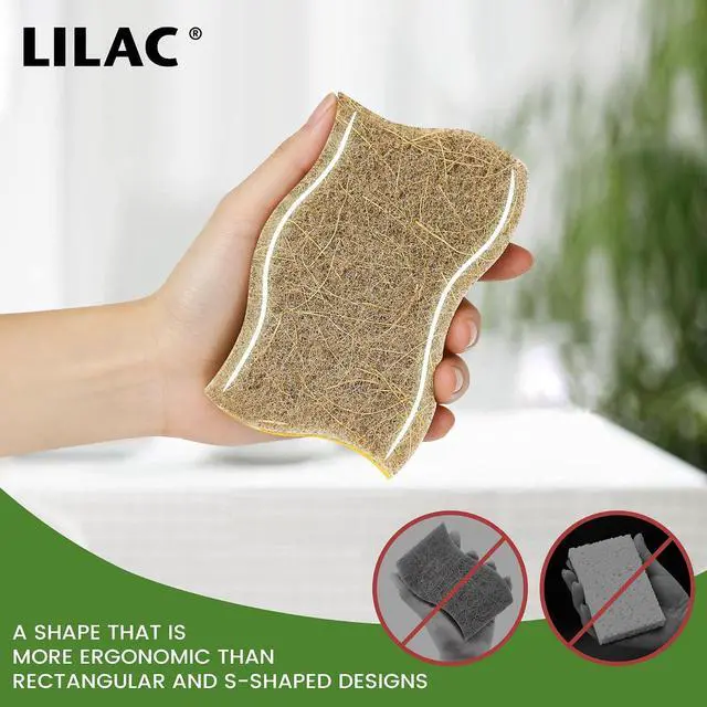 Alt view image 3 of 7 - LILAC 12 Pack Natural Cellulose Sponges for Dishes - Non-Scratch Kitchen Scrub Sponges - 100% Biodegradable & Eco-Friendly Cleaning Sponges for Non-Stick Cookware, Bathroom & HouseholdYellow