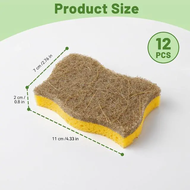 Alt view image 7 of 7 - LILAC 12 Pack Natural Cellulose Sponges for Dishes - Non-Scratch Kitchen Scrub Sponges - 100% Biodegradable & Eco-Friendly Cleaning Sponges for Non-Stick Cookware, Bathroom & HouseholdYellow