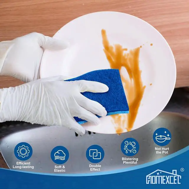 Alt view image 3 of 7 - HOMEXCEL Sponges Kitchen 24 Pack, Non Scratch Scrub Dish Sponge, S- Blue | Dual Sided Cleaning Sponges for Washing Dishes & Non-Stick Cookware, Cellulose Sponge for Sink, Kitchen, Bathroom, Household