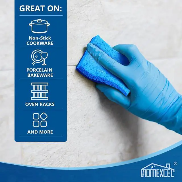 Alt view image 4 of 7 - HOMEXCEL Sponges Kitchen 24 Pack, Non Scratch Scrub Dish Sponge, S- Blue | Dual Sided Cleaning Sponges for Washing Dishes & Non-Stick Cookware, Cellulose Sponge for Sink, Kitchen, Bathroom, Household