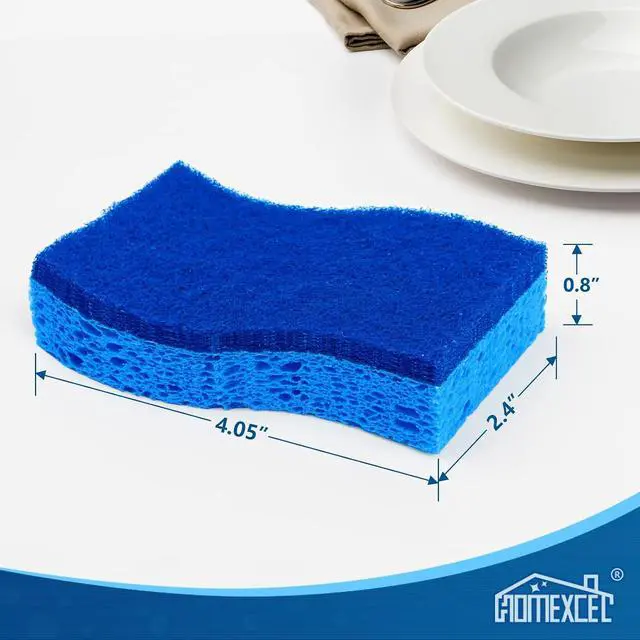 Alt view image 7 of 7 - HOMEXCEL Sponges Kitchen 24 Pack, Non Scratch Scrub Dish Sponge, S- Blue | Dual Sided Cleaning Sponges for Washing Dishes & Non-Stick Cookware, Cellulose Sponge for Sink, Kitchen, Bathroom, Household