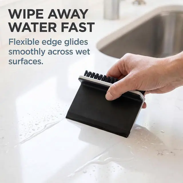 Alt view image 2 of 7 - Black Kitchen Sink Squeegee Cleaner Countertop Brush Wiper Vegetable Cleaning Brush Wiper Home Kitchen Tool Accessories Fruit and Vegetable Cleaning Brushes