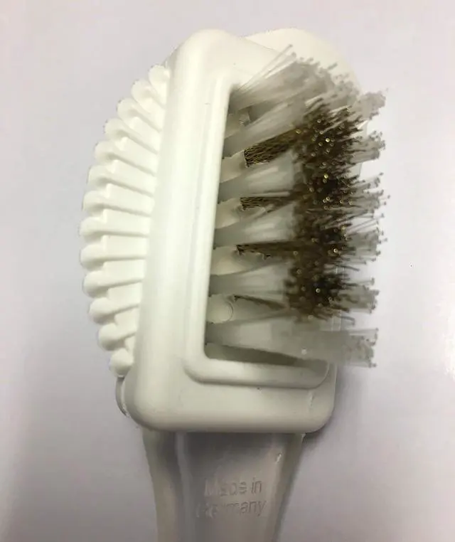 Alt view image 3 of 6 - Pedag Suede Shoe Cleaner Brush | Made in Germany | 4-Way Cleaning & Refreshing | Brass & Nylon Bristles + Rubber | for Suede Nubuck & Velvet Shoes Boots & Bags | 1 Brush