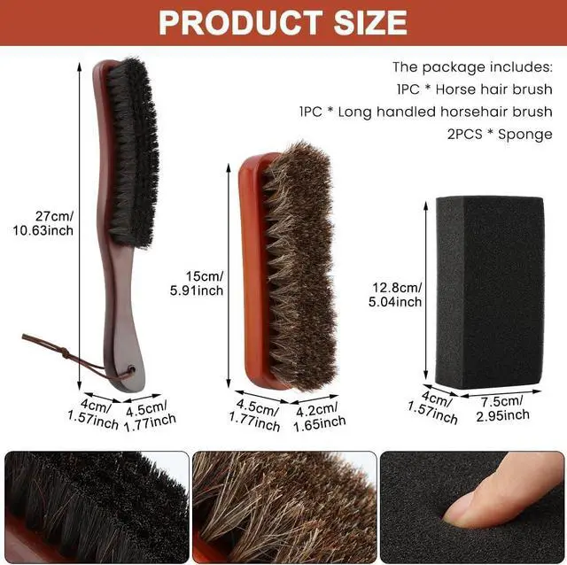 Alt view image 4 of 7 - 4Pcs Horsehair Felt Hat Brush Kit with Cleaning Sponge, Cowboy Hats Wood Fedora Hat Cleaning Set Baseball Cap Lint Brush Remove Dust for Hair Furniture Suits Clothes(Color:as Shown)