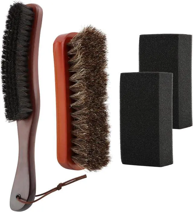 Alt view image 2 of 7 - 4Pcs Horsehair Felt Hat Brush Kit with Cleaning Sponge, Cowboy Hats Wood Fedora Hat Cleaning Set Baseball Cap Lint Brush Remove Dust for Hair Furniture Suits Clothes(Color:as Shown)