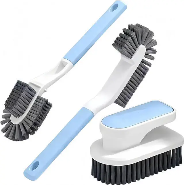 Main image of Cleaning Scrub Brush Set Shoe Brush Laundry Brush Scrub Brushes for Stains | 2 Long Handle Shoe Brushes&1 Clothes Brush Ergonomic Handle with Medium Bristles Brush for Sneakers, Footwear,Fabric,Carpet