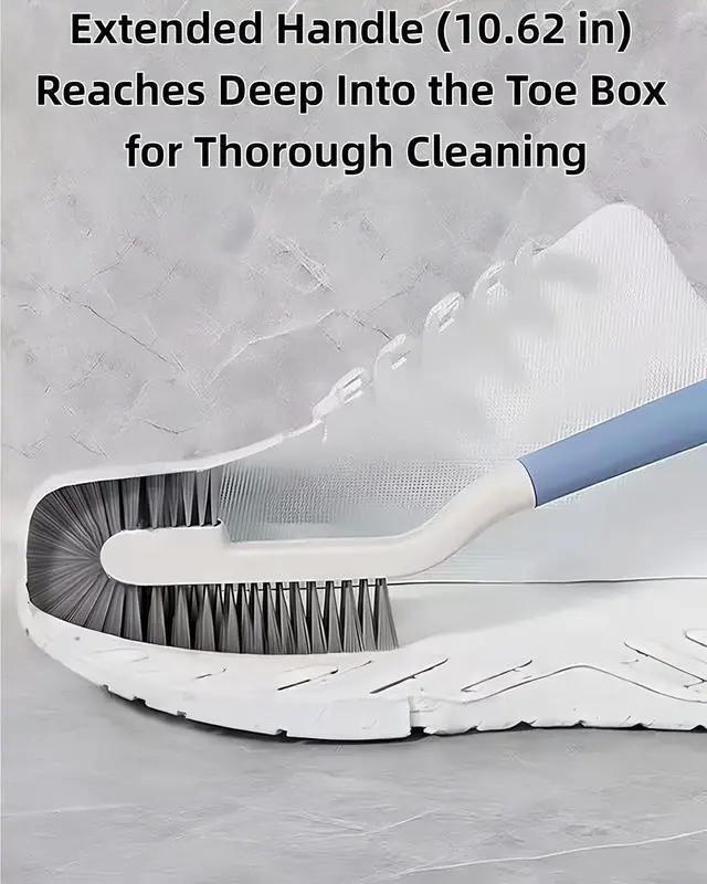 Alt view image 5 of 7 - Cleaning Scrub Brush Set Shoe Brush Laundry Brush Scrub Brushes for Stains | 2 Long Handle Shoe Brushes&1 Clothes Brush Ergonomic Handle with Medium Bristles Brush for Sneakers, Footwear,Fabric,Carpet