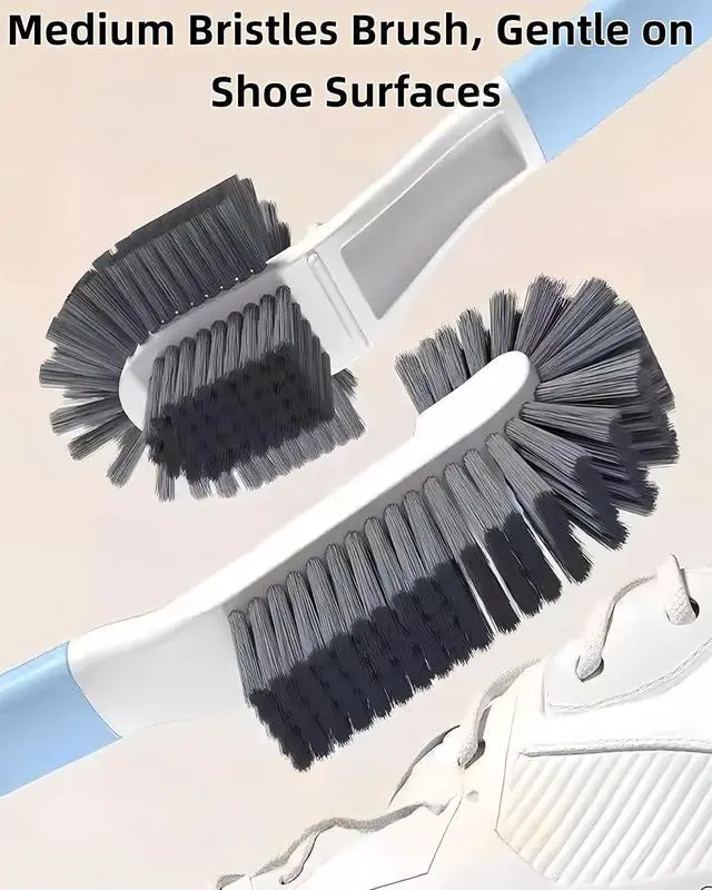 Alt view image 6 of 7 - Cleaning Scrub Brush Set Shoe Brush Laundry Brush Scrub Brushes for Stains | 2 Long Handle Shoe Brushes&1 Clothes Brush Ergonomic Handle with Medium Bristles Brush for Sneakers, Footwear,Fabric,Carpet