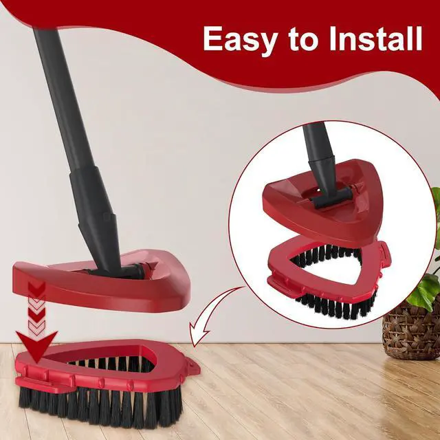 Alt view image 3 of 7 - Replacement Scrub Brush for O-Cedar 2-Tank System, 4.4" Triangular Spin Mop Scrubber Head, Heavy-Duty Stiff Bristle Cleaning Brush for Tile, Grout, Bathroom, Kitchen & Floors