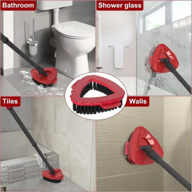 Alt view image 5 of 7 - Replacement Scrub Brush for O-Cedar 2-Tank System, 4.4" Triangular Spin Mop Scrubber Head, Heavy-Duty Stiff Bristle Cleaning Brush for Tile, Grout, Bathroom, Kitchen & Floors