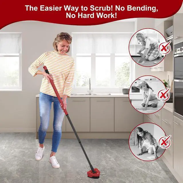 Alt view image 7 of 7 - Replacement Scrub Brush for O-Cedar 2-Tank System, 4.4" Triangular Spin Mop Scrubber Head, Heavy-Duty Stiff Bristle Cleaning Brush for Tile, Grout, Bathroom, Kitchen & Floors