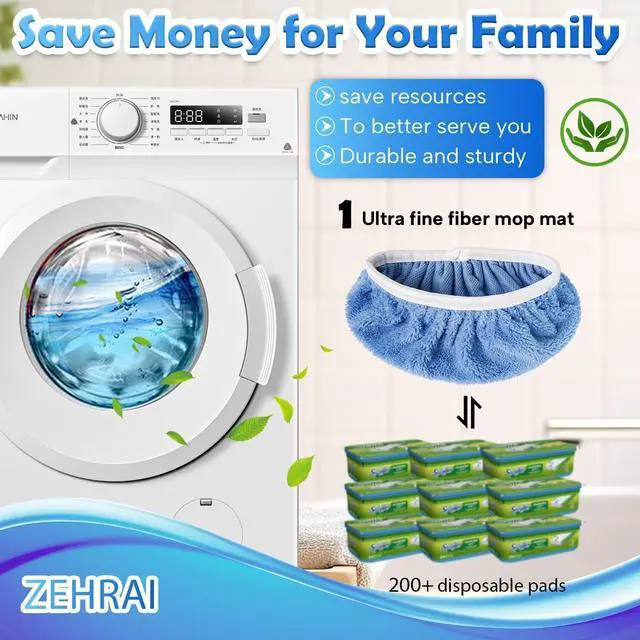 Alt view image 4 of 7 - 6 Pack Reusable Microfiber Mop Pads Compatible with Swiffer Sweeper Mop, Dry Sweeping Cloths & Wet Mopping Cloths, Washable Wet Pads Refill for Hardwood Surface Floor Cleaning