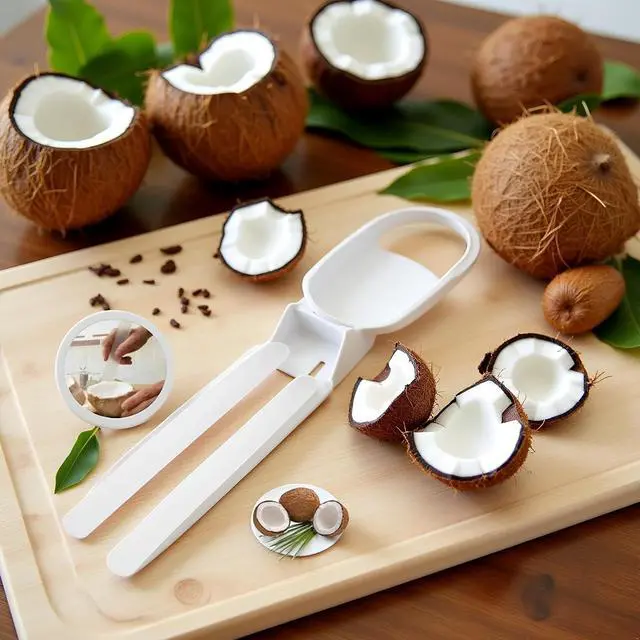Alt view image 3 of 7 - 2Pcs White Coconut Opener,Coconut Meat Scraper,Soft and Flexible Coconut Egg Tools Kitchen Utensils and Gadgets for Coconut Melon Ballers Melon Ballers,Fruit and Vegetable Tools