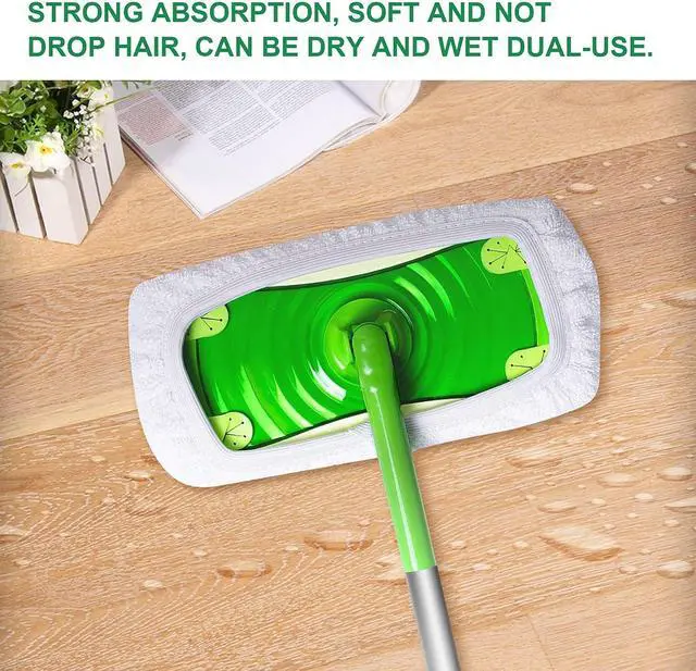 Alt view image 5 of 7 - KEEPOW Reusable Mop Pads Compatible with Swiffer Sweeper Mop, 8 Pack White | Dry Sweeping Cloths, Washable Microfiber Wet Mopping Cloth Refills for Surface/Hardwood Floor Cleaning