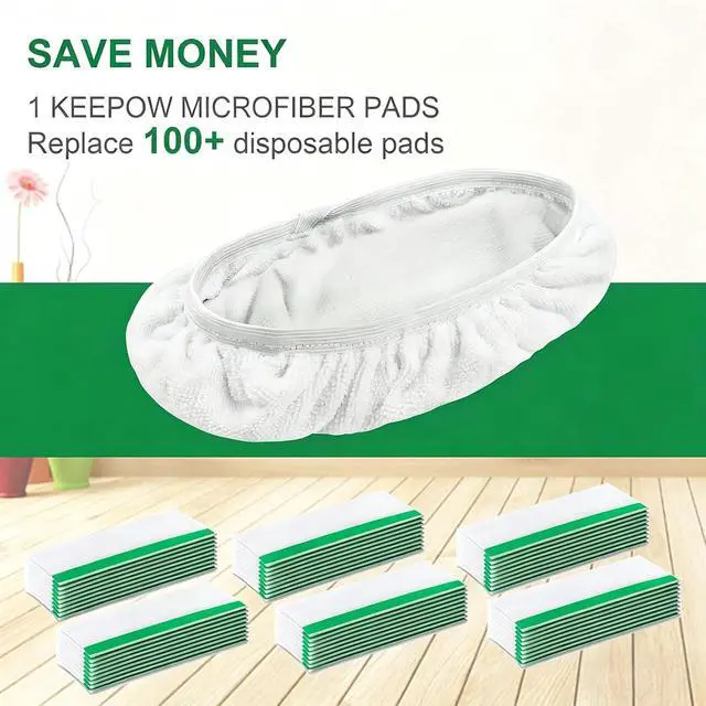 Alt view image 3 of 7 - KEEPOW Reusable Mop Pads Compatible with Swiffer Sweeper Mop, 8 Pack White | Dry Sweeping Cloths, Washable Microfiber Wet Mopping Cloth Refills for Surface/Hardwood Floor Cleaning