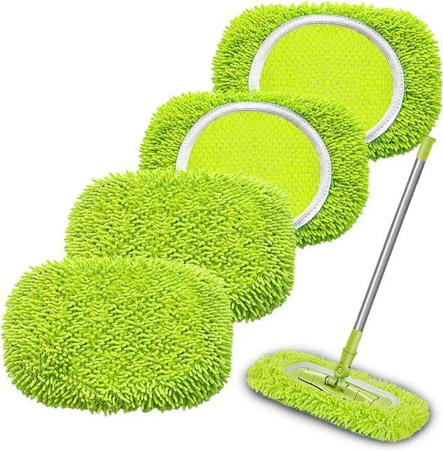 Main image of 4 Pack Reusable Mop Pads Refill Compatible with Swiffer Sweeper Mop | Dry Sweep & Wet Mop, Washable Cloth 100 Times, Pick Dirt, Dust & Pet Hair for Hardwood, Tile, Laminate, Kitchen, Bathroom