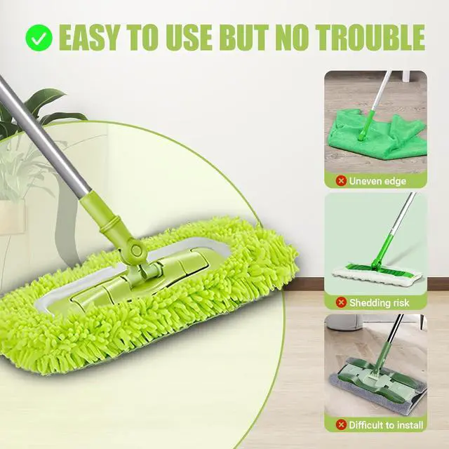 Alt view image 3 of 6 - 4 Pack Reusable Mop Pads Refill Compatible with Swiffer Sweeper Mop | Dry Sweep & Wet Mop, Washable Cloth 100 Times, Pick Dirt, Dust & Pet Hair for Hardwood, Tile, Laminate, Kitchen, Bathroom