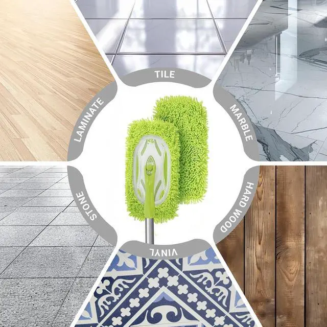 Alt view image 4 of 6 - 4 Pack Reusable Mop Pads Refill Compatible with Swiffer Sweeper Mop | Dry Sweep & Wet Mop, Washable Cloth 100 Times, Pick Dirt, Dust & Pet Hair for Hardwood, Tile, Laminate, Kitchen, Bathroom