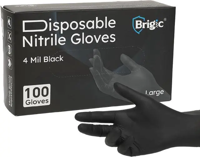 Main image of Disposable Nitrile Gloves, Textured Grip, 4mil, Lightweight, Slip-Resistant, Black