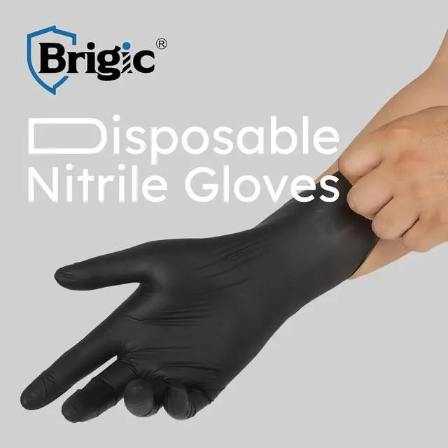 Alt view image 2 of 7 - Disposable Nitrile Gloves, Textured Grip, 4mil, Lightweight, Slip-Resistant, Black