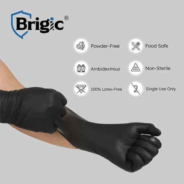 Alt view image 3 of 7 - Disposable Nitrile Gloves, Textured Grip, 4mil, Lightweight, Slip-Resistant, Black