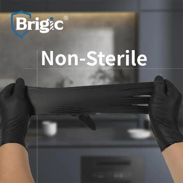 Alt view image 6 of 7 - Disposable Nitrile Gloves, Textured Grip, 4mil, Lightweight, Slip-Resistant, Black